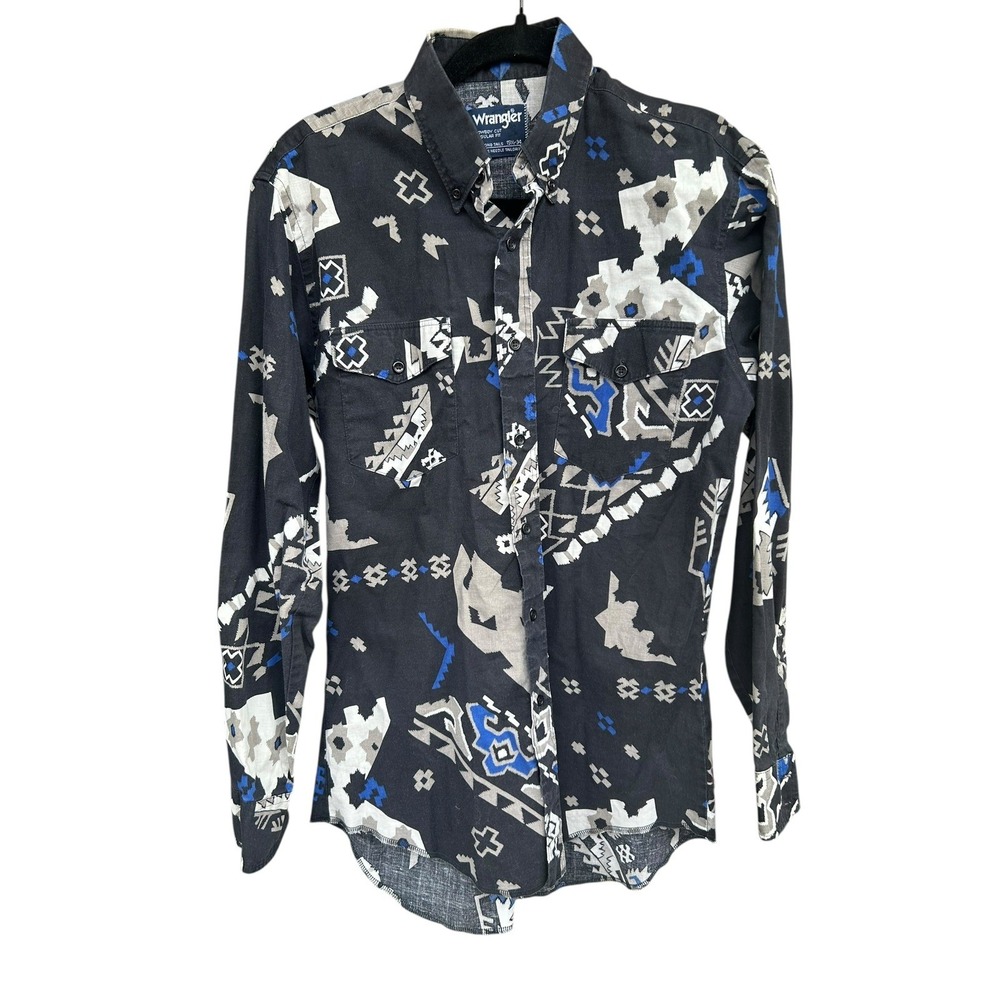 Vintage Wrangler Shirt Men's 15 1/2-34 Aztec Southwest Cowboy Cut Made‎ USA 90s